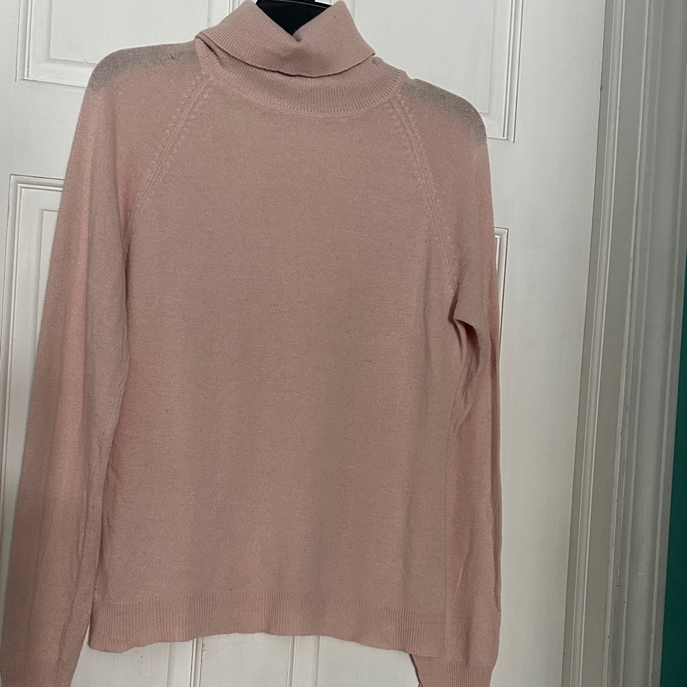 Soft Blush Turtleneck Sweater - silk, angora blend